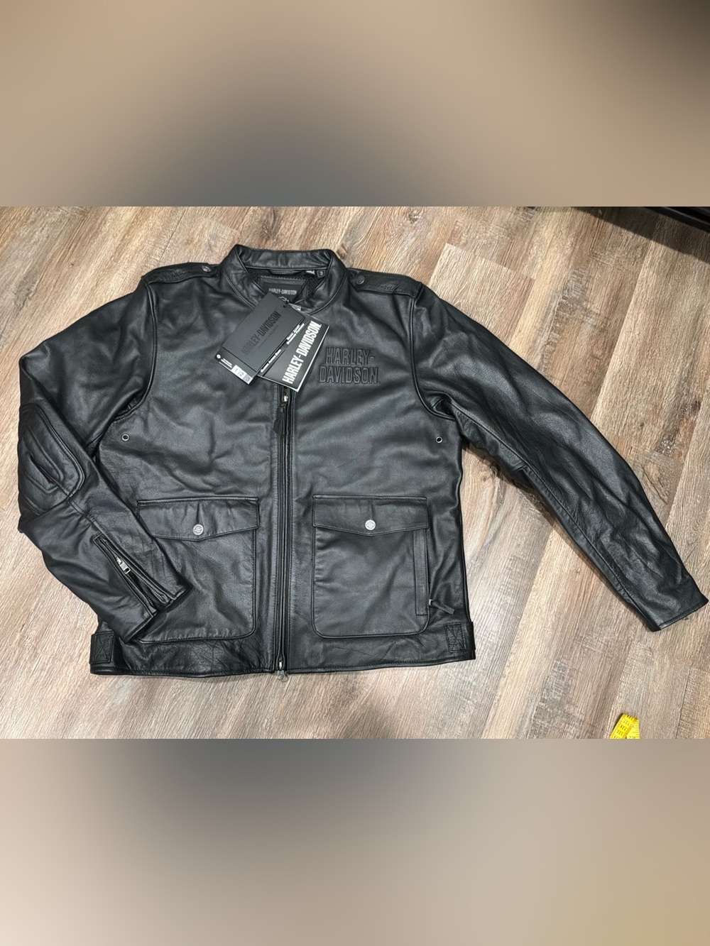 New Harley-Davidson Jacket Black Leather Motorcycle Captains 98022-23VM Men Sz L